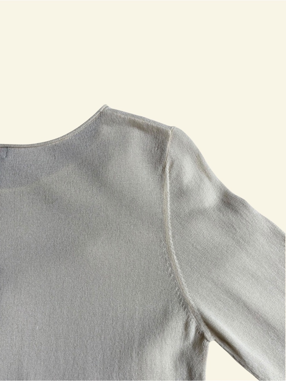 F. by Faconnable Vintage Y2K Slinky Knit Tunic Sweater M Cream Long Sleeve Rayon - Picture 6 of 8